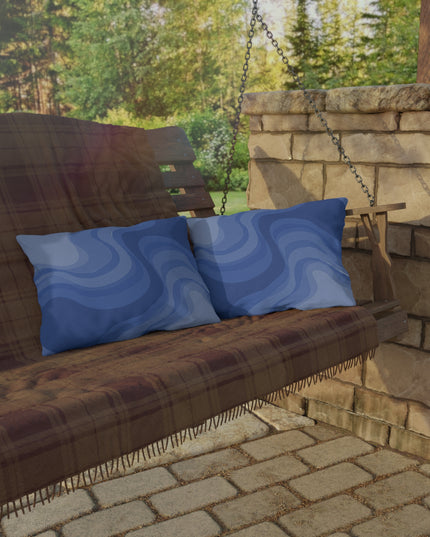 Deep Blue Wavey 20" x 14" Outdoor Pillow