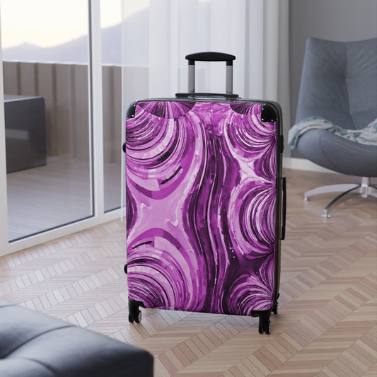 Uzi Spiral Powder Lavender Large Suitcase with built in lock, 4 double-wheels, telescopic handle, and ABS back hard-shell
