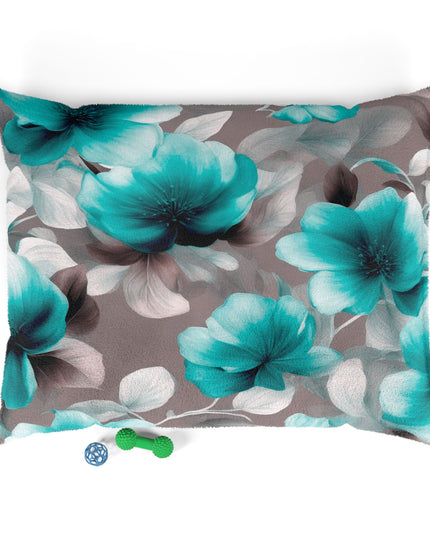 Tif Green Gray Floral Bunch Pet Bed, 50" × 40"