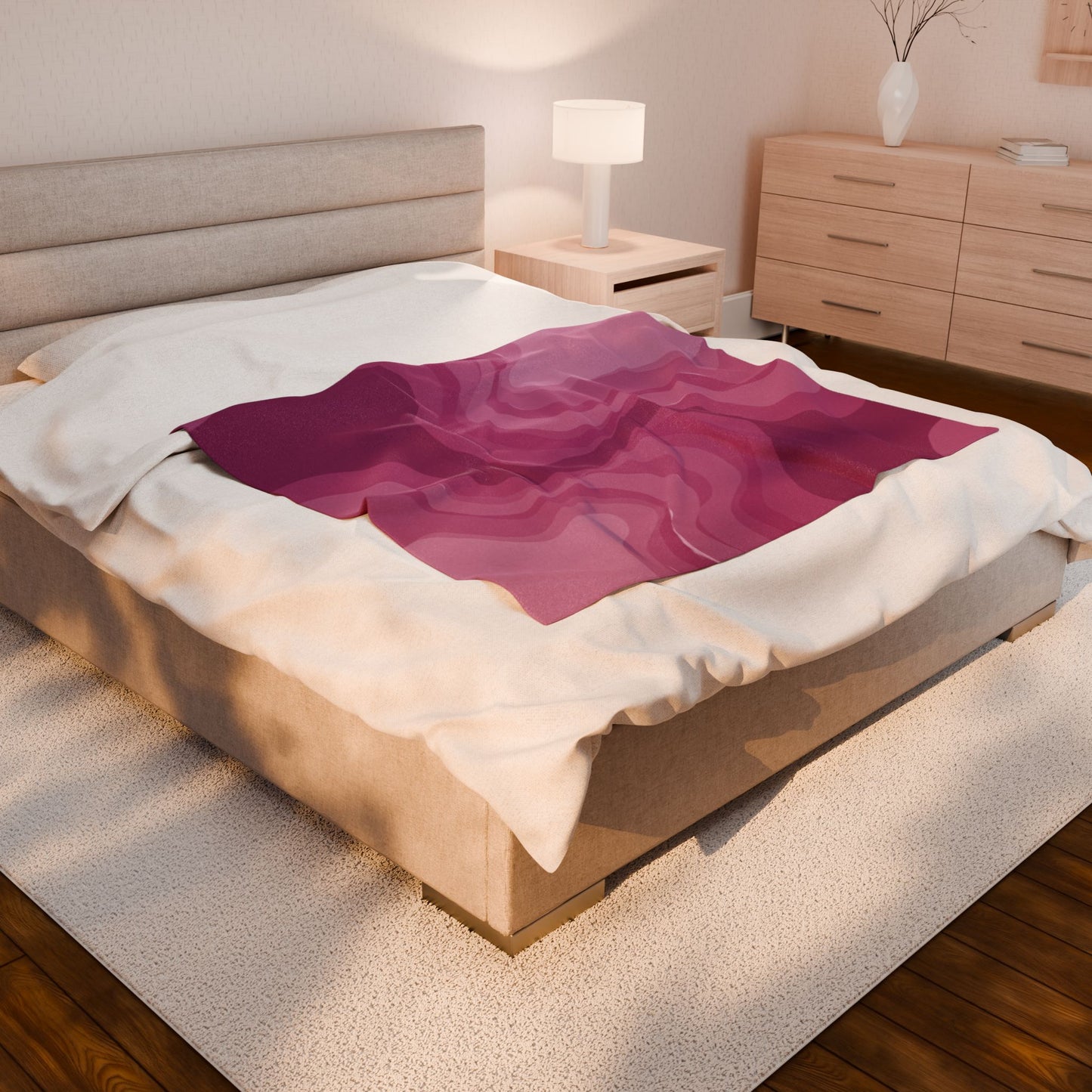 Pinky Mauve Wavey Velveteen Plush Blanket, 50" x 60"