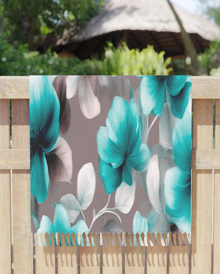 Tif Green Gray Floral Bunch 38" × 81" Boho Beach Cloth