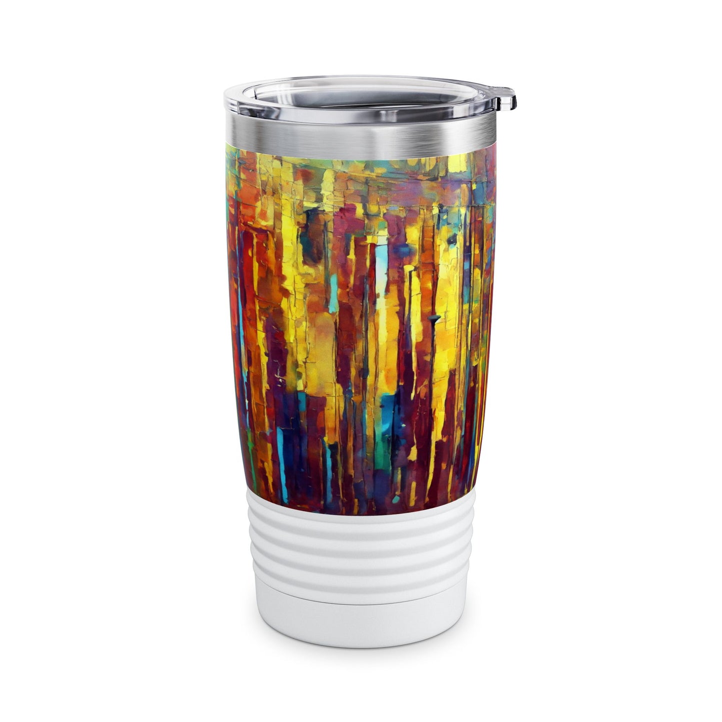 Striped Alpha Ringneck Tumbler, 20oz in white, steel and black