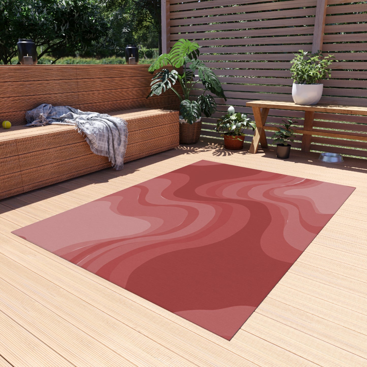 Power Red Wavey 60" x 84" Outdoor Rug