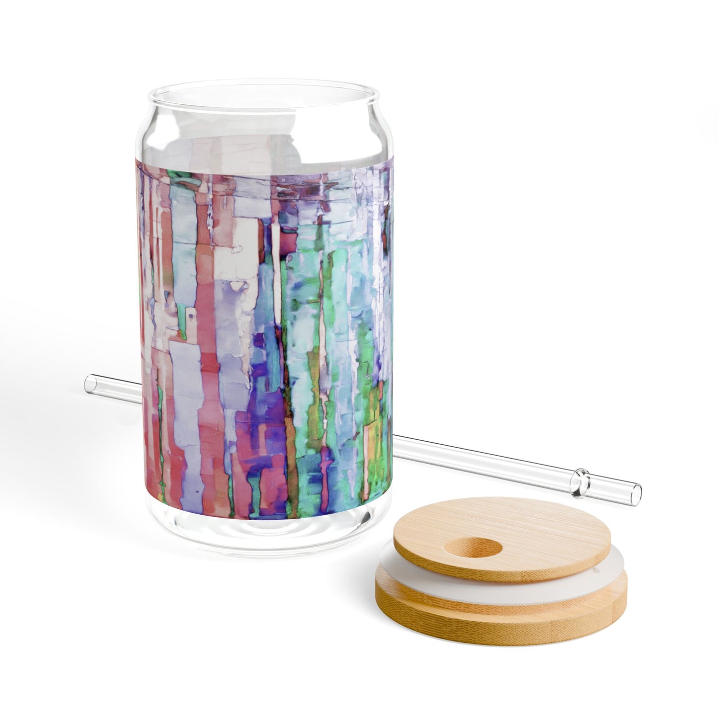 Striped Pastels Sipper Glass, 16oz