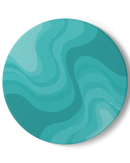 Tif Green Wavey 4" x 4" Round Ceramic Coaster