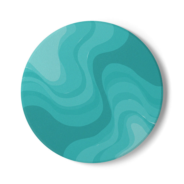 Tif Green Wavey 4" x 4" Round Ceramic Coaster