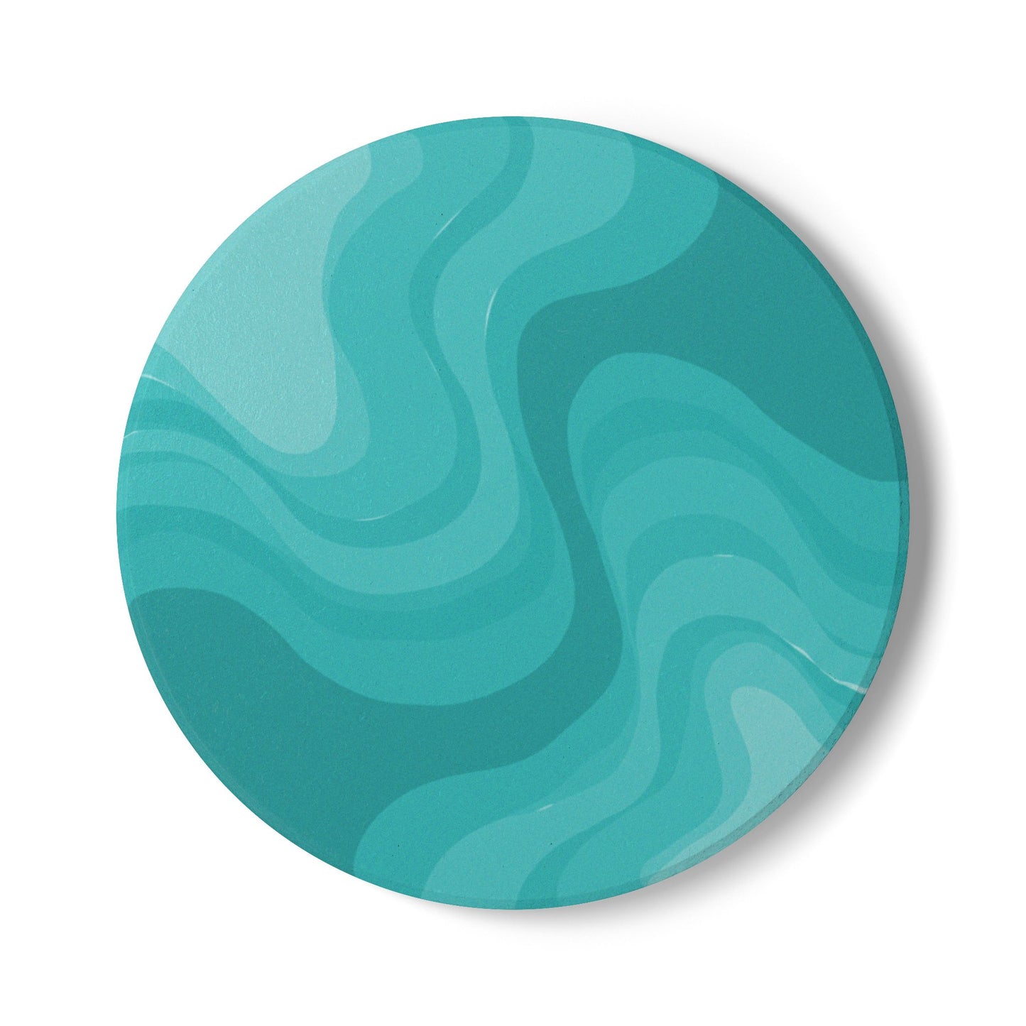 Tif Green Wavey 4" x 4" Round Ceramic Coaster