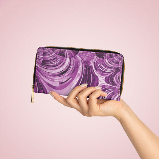 Uzi Spiral Powder Lavender Elegant Abstract Zipper Wallet - Stylish & Functional Accessory for Everyday Use
