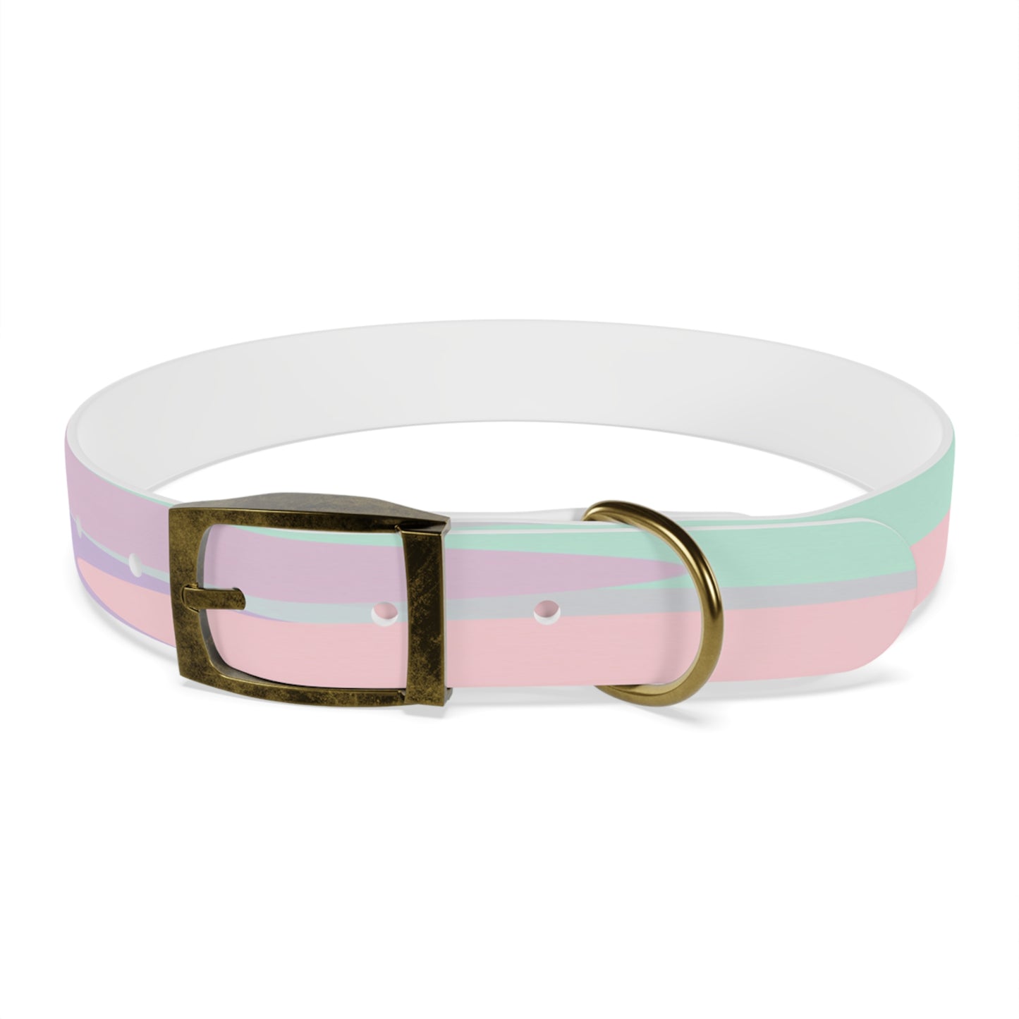 Pastel Peach and Soft Green Patches Large Dog Collar