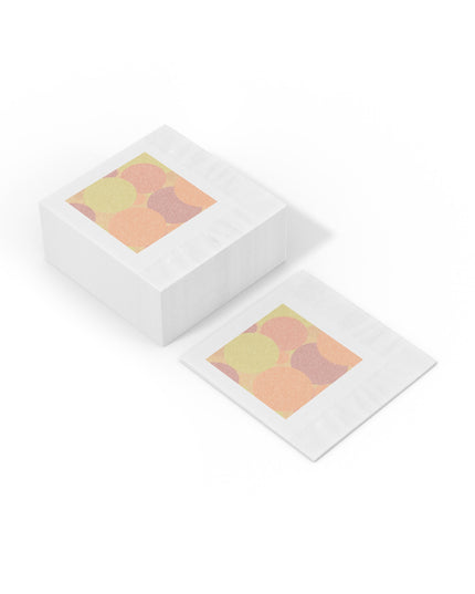 Pastel Hot Peach Patches White Coined Napkins, 4.8" x 4.8"