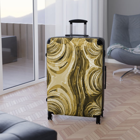 Uzi Spiral Light Brown Large Suitcase with built in lock, 4 double-wheels, telescopic handle, and ABS back hard-shell