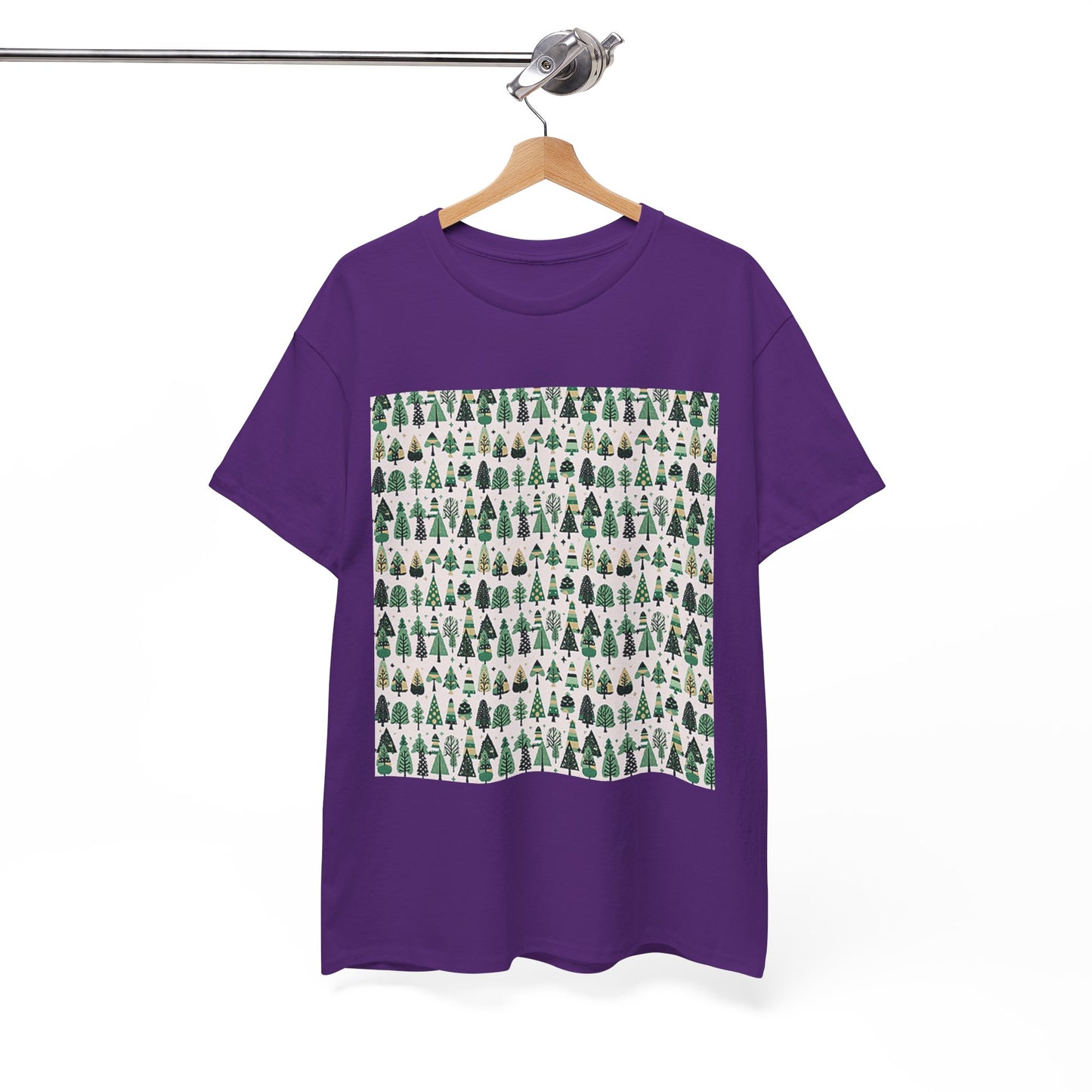 Mini Vintage Green Trees Unisex Heavy Cotton Tee, Medium