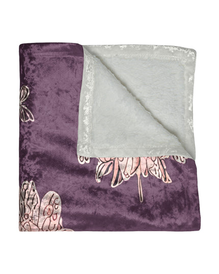Pink Floral Butterflies 50" x 60" Crushed Velvet Blanket