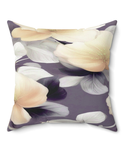 White Blush Floral Bunch Faux Suede Square Pillow, 20" x 20"