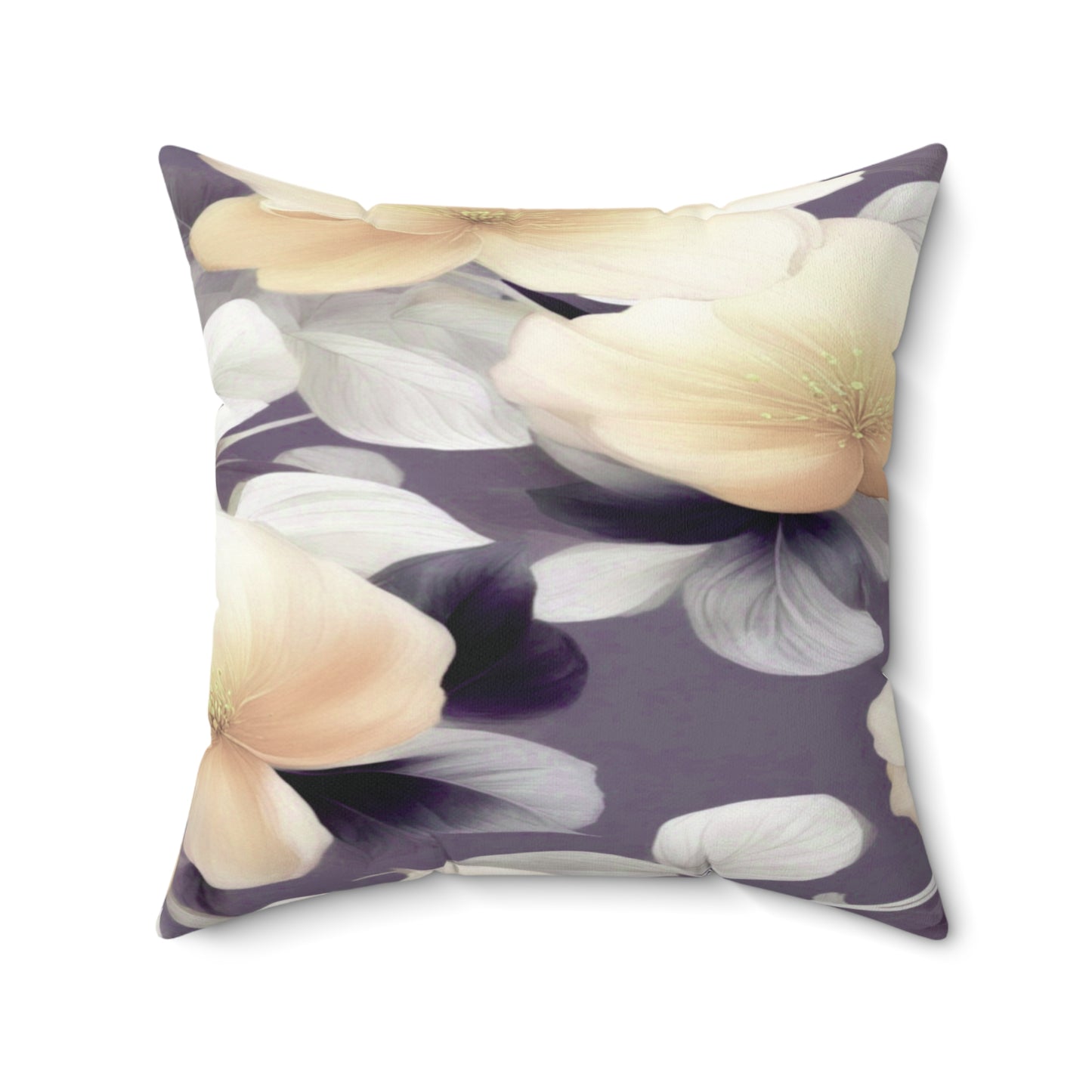 White Blush Floral Bunch Faux Suede Square Pillow, 20" x 20"