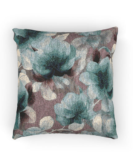 Deep Blue Florals Woven Pillow, 17" x 18"