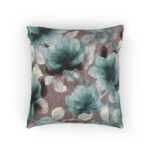 Deep Blue Florals Woven Pillow, 17" x 18"