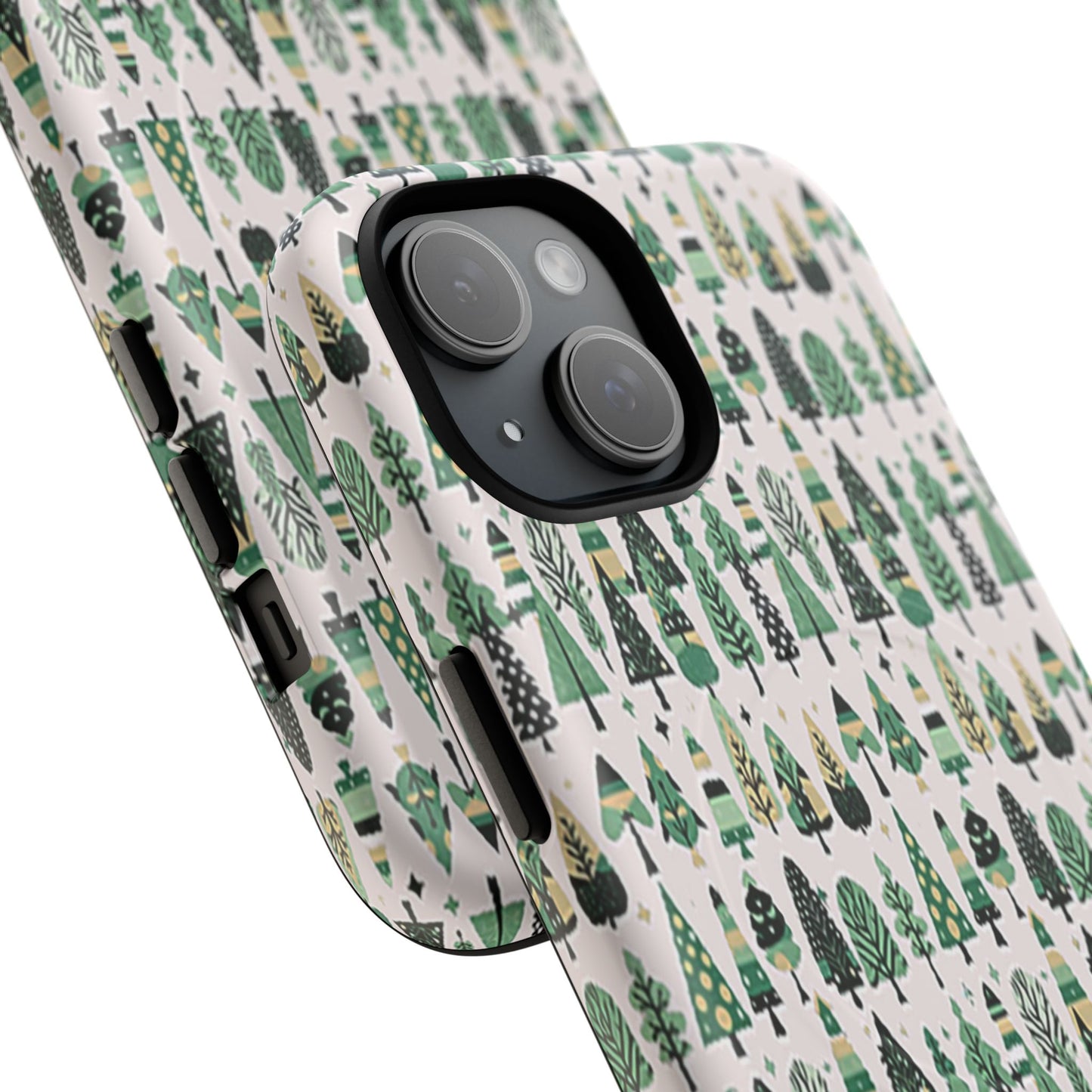 Mini Vintage Green Trees Iphone 15 Tough Magnetic Cases