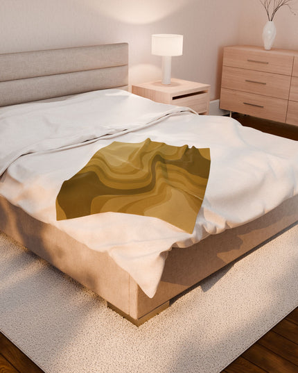 Brown Wavey Velveteen Plush Blanket, 30" x 40"