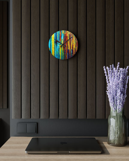Striped Alpha Acrylic Round Wall Clock, 8" x 8"