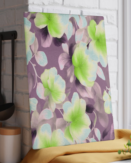 Lime Lavender Floral Bunch Glass Cutting Board, 11" x 15"