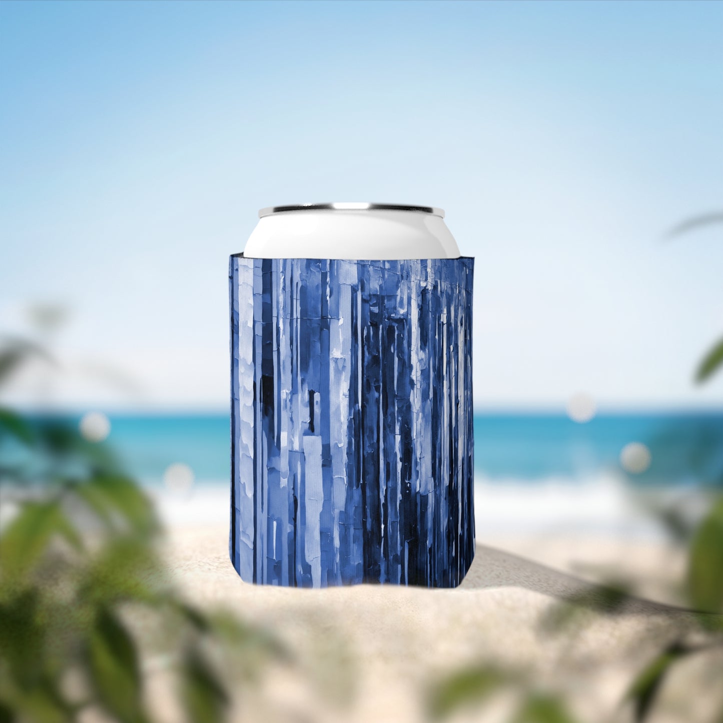 Striped Deep Blue 12 oz Can Cooler Sleeve