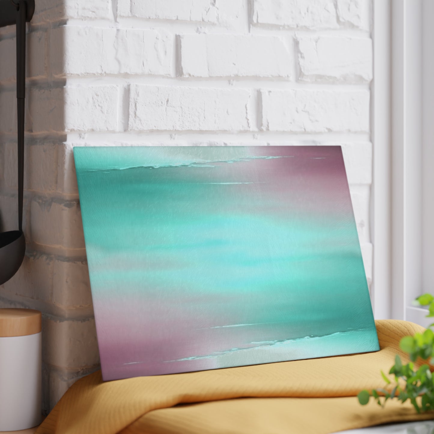 Green Sea Lavender Fog 8" x 11" Glass Cutting Board