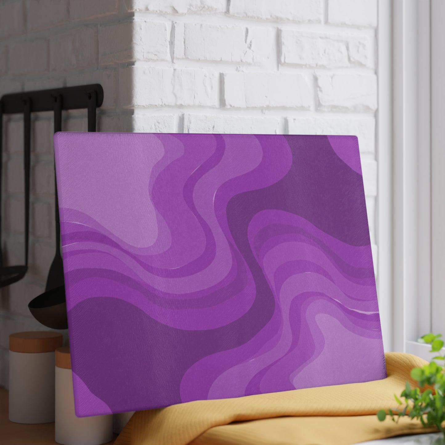 Wavey Purple Wavey Glass Cutting Board, 11" x 15"