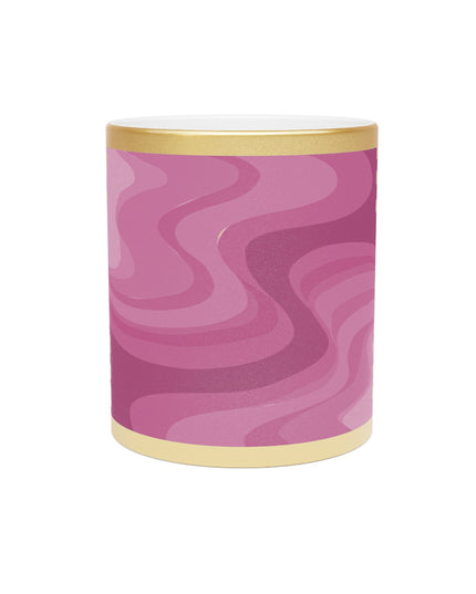 Pinky Mauve Wavey 11 oz Metallic Mug (Silver\Gold)