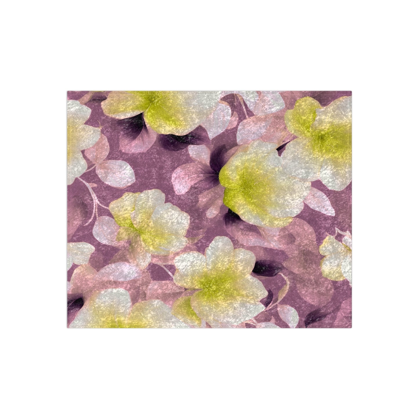 Lemon Blossom Floral Bunch Crushed Velvet Blanket, 50" x 60"