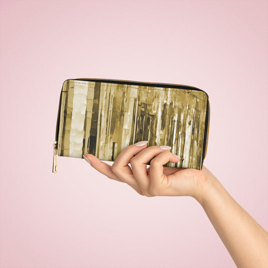 Striped Light Brown Elegant Abstract Zipper Wallet - Stylish & Functional Accessory for Everyday Use