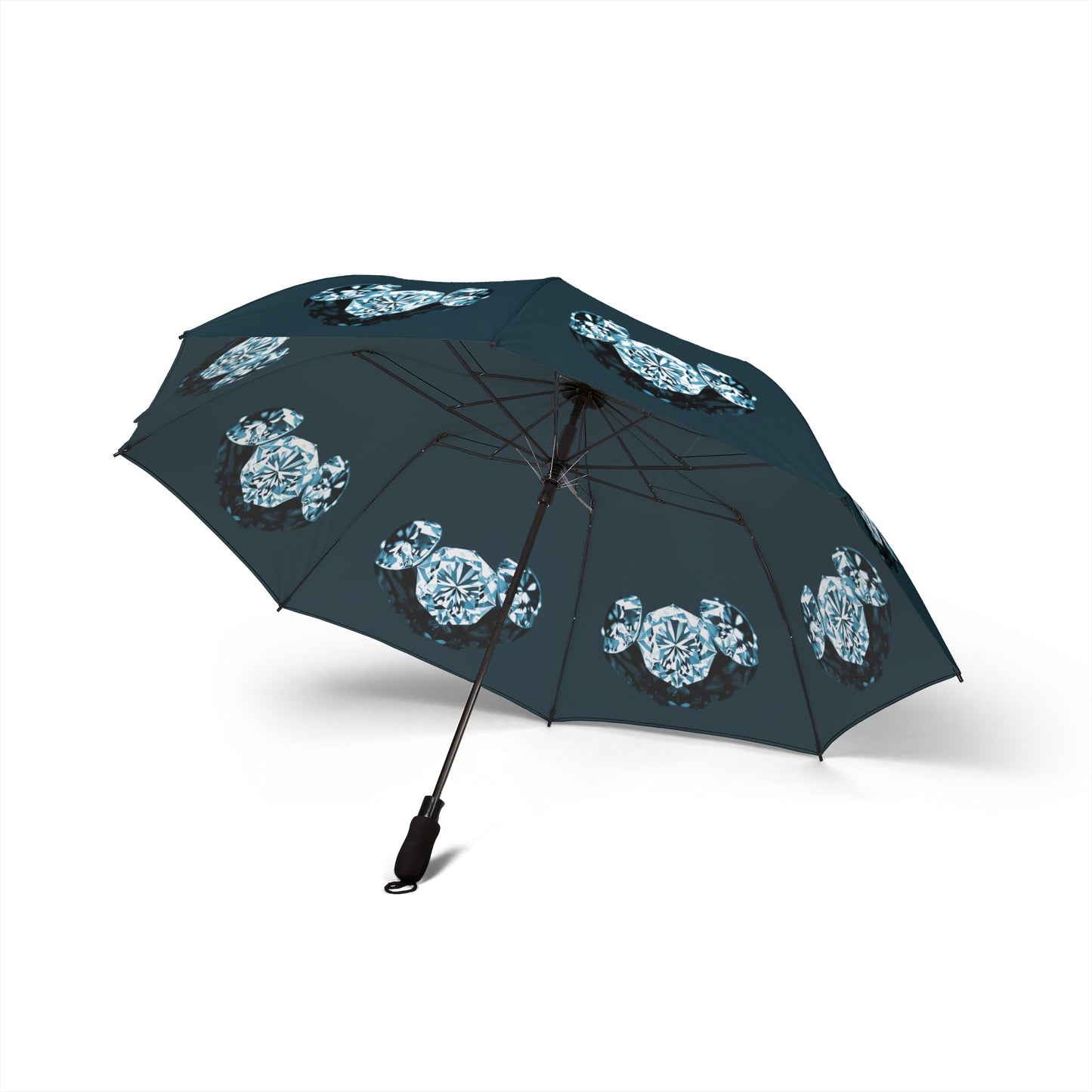 Stylish Tif Green Tri-Diamonds Foldable Umbrella - Compact & Chic