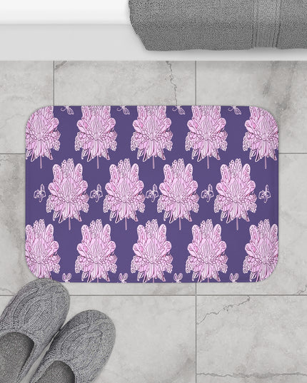 Magenta Floral Butterflies 24" x 17" Bath Mat