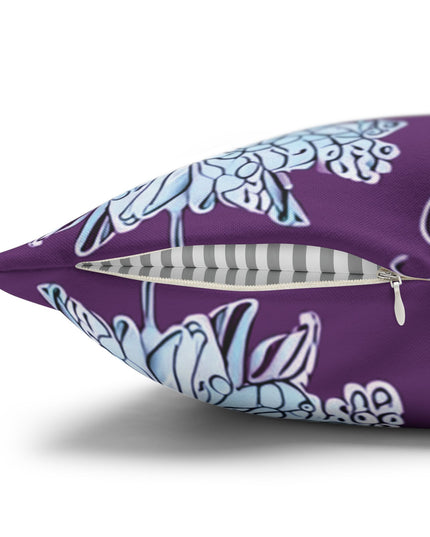 Blue Floral Butterflies Spun Polyester Square Pillowcase, 14" x 14"
