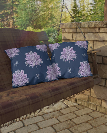 Purple White Floral Butterflies 20" x 20" Outdoor Pillow
