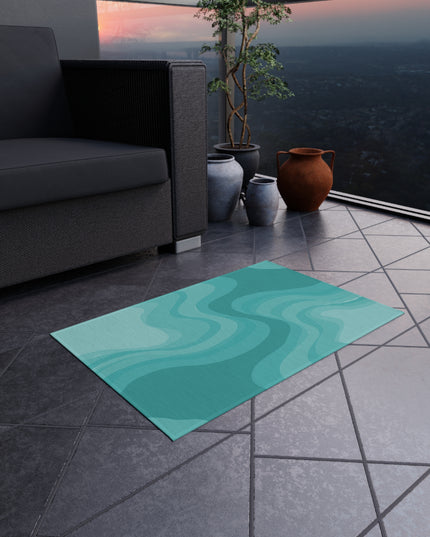 Tif Green Wavey 24" x 36" Outdoor Rug
