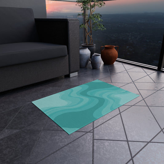 Tif Green Wavey 24" x 36" Outdoor Rug