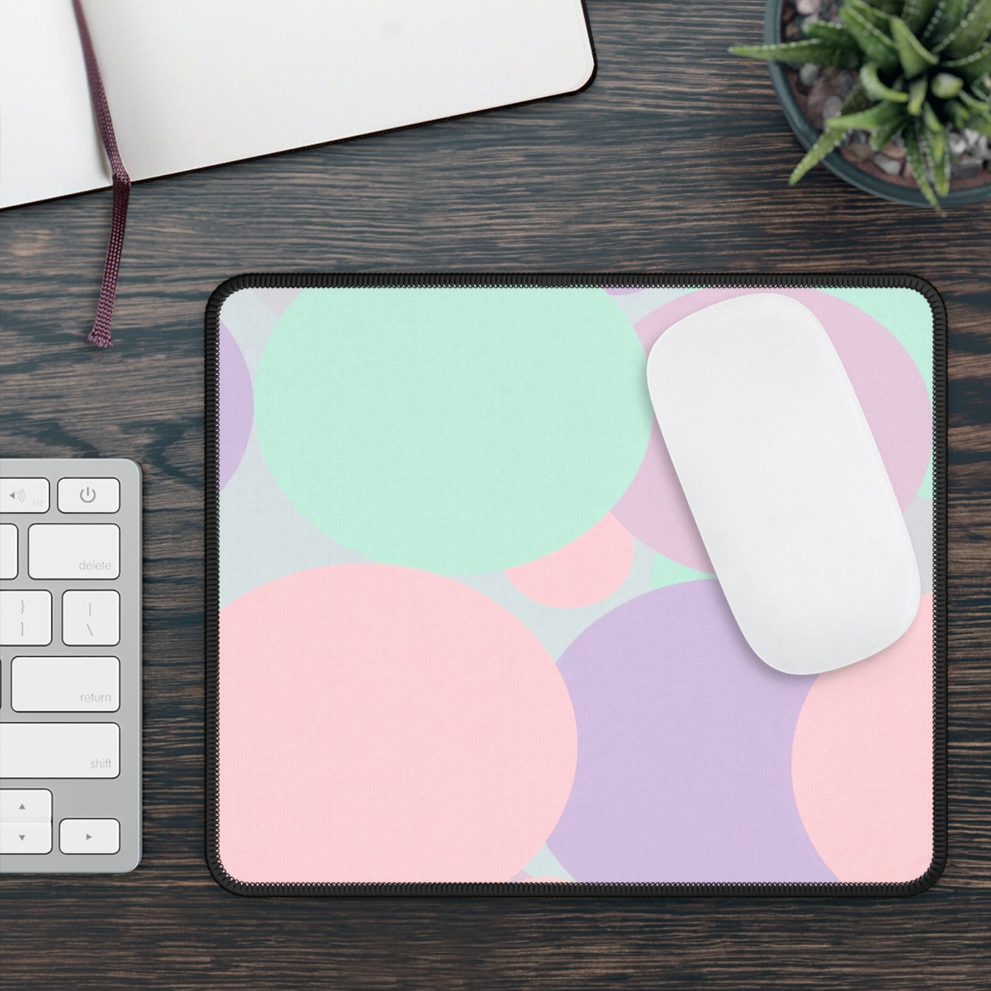 Pastel Peach and Soft Green Patches 9" x 7" Gaming Mouse Pad