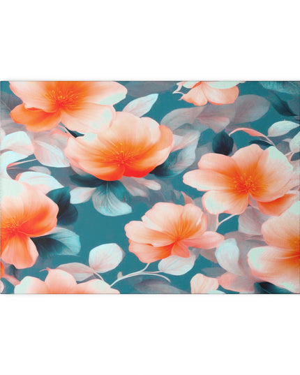 Orange Blossom Floral Bunch Glass Cutting Board, 8" x 11"