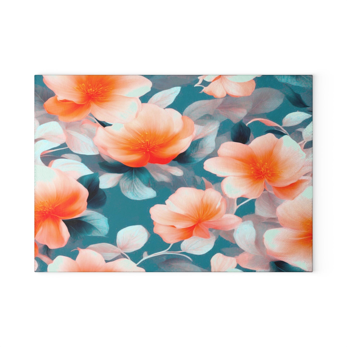 Orange Blossom Floral Bunch Glass Cutting Board, 8" x 11"