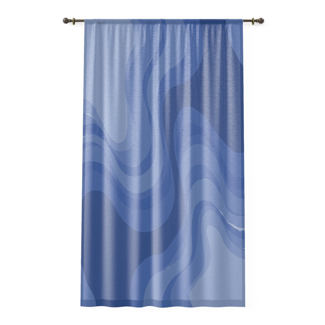 Deep Blue Wavey Sheer Window Curtain, 50" x 84", partially transparent