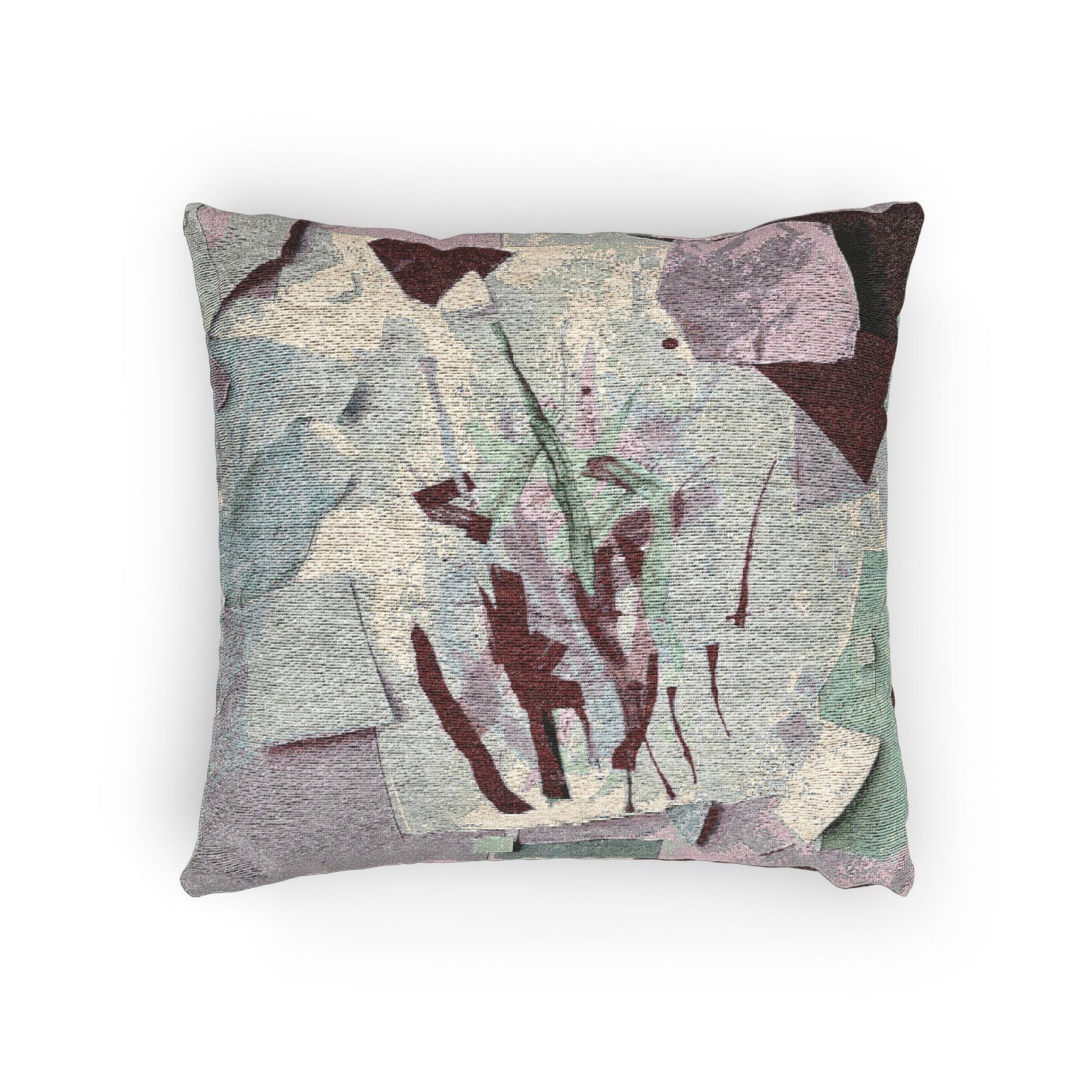 Deep Red Lavender Paper Paint Woven Pillow, 17" x 18"