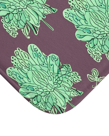 Mint Green Floral Butterflies 34" x 21" Bath Mat