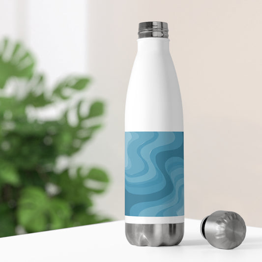 Sky Blue Wavey 20oz Insulated Water Bottle
