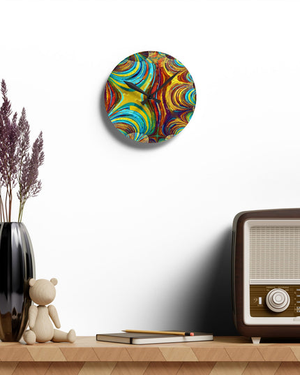 Uzi Spiral Alpha Acrylic Round Wall Clock, 8" x 8"