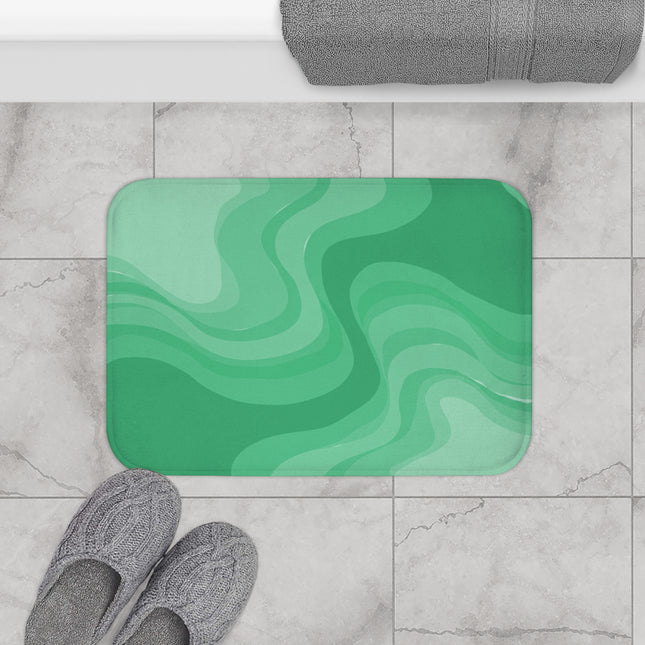 Mint Green Wavey 24" x 17" Bath Mat