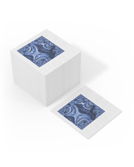 Uzi Spiral Deep Blue White Coined Napkins, 6.5" x 6.5"