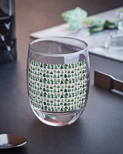 Mini Vintage Green Trees Whiskey Glass, 6 oz