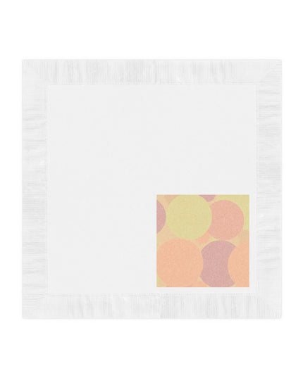 Pastel Hot Peach Patches White Coined Napkins, 6.5" x 6.5"