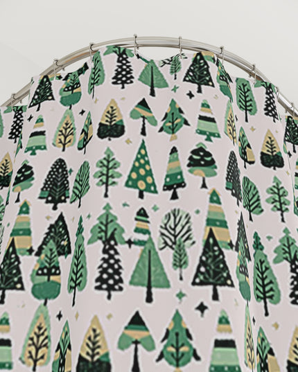 Mini Vintage Green Trees Shower Curtains, 71" x 74"